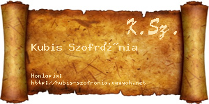 Kubis Szofrónia névjegykártya